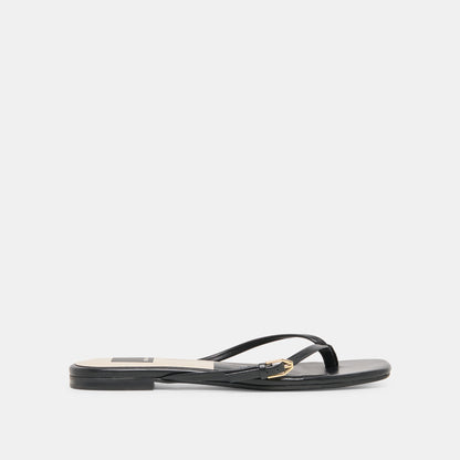 Dolce Vita SHOES MALTA Black Leather Buckle Flip-Flop Sandals