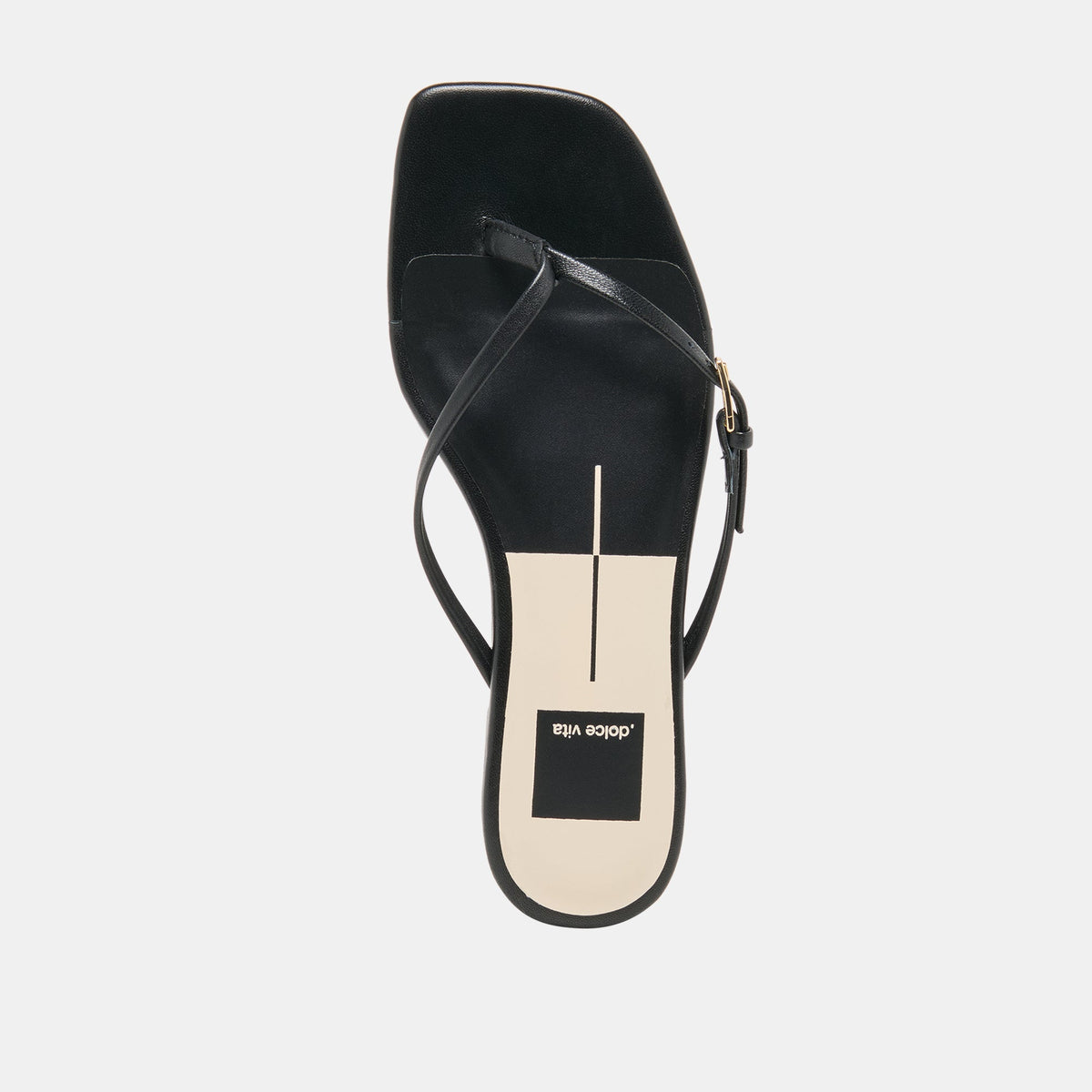 Dolce Vita SHOES MALTA Black Leather Buckle Flip-Flop Sandals