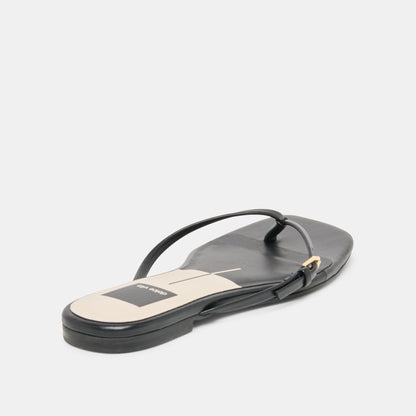 Dolce Vita SHOES MALTA Black Leather Buckle Flip-Flop Sandals