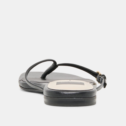 Dolce Vita SHOES MALTA Black Leather Buckle Flip-Flop Sandals