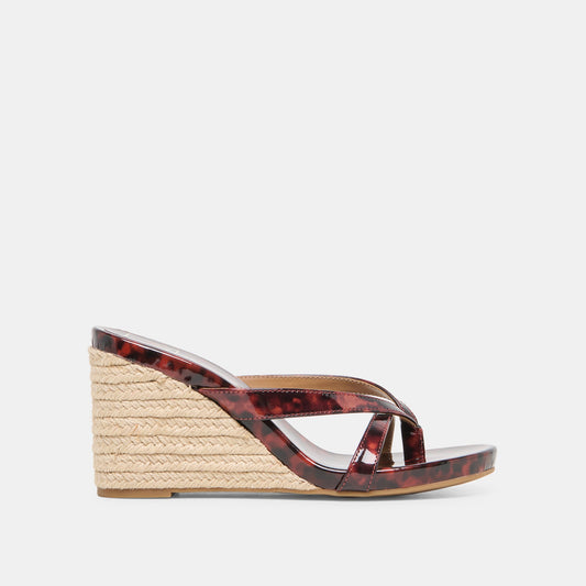 Dolce Vita SHOES Helan Espadrille Tortoise Patent Leather Wedges