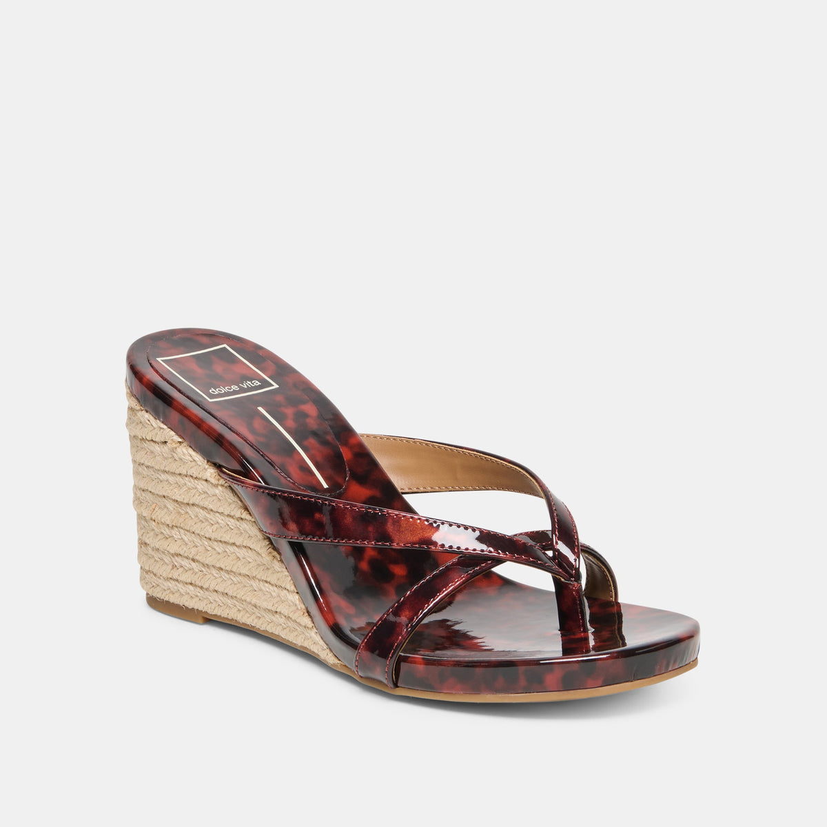 Dolce Vita SHOES Helan Espadrille Tortoise Patent Leather Wedges