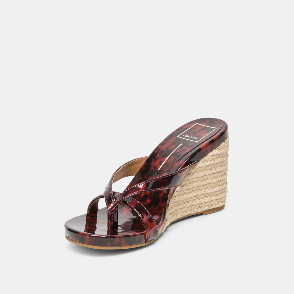 Dolce Vita SHOES Helan Espadrille Tortoise Patent Leather Wedges