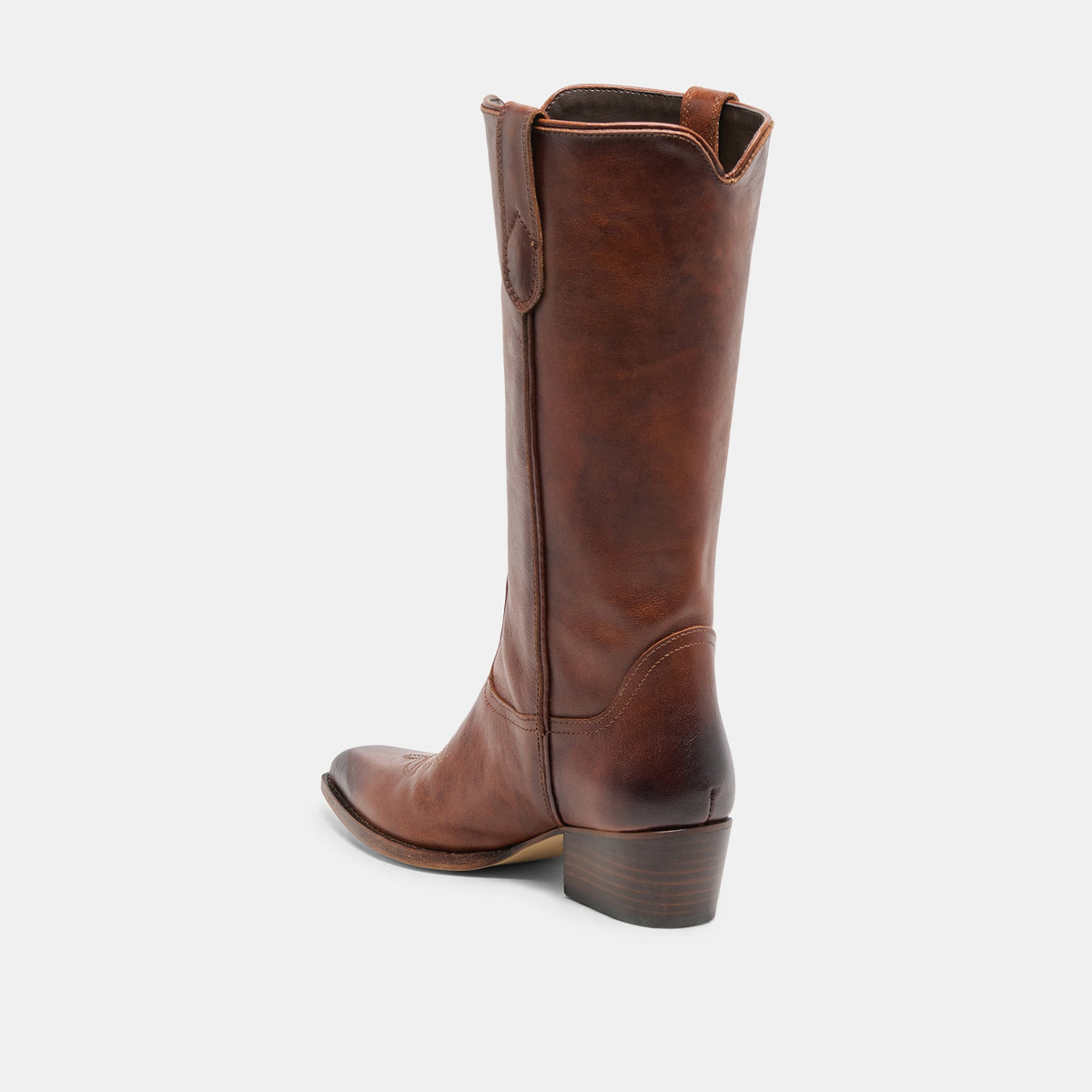 Dolce Vita SHOES VIGLA Chestnut Leather Pointed-Toe Western Boots