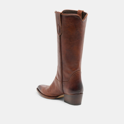Dolce Vita SHOES VIGLA Chestnut Leather Pointed-Toe Western Boots