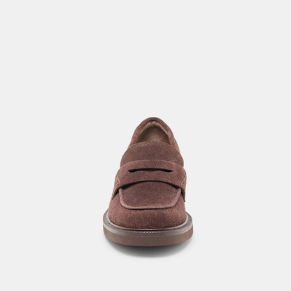 Dolce Vita SHOES Tiggy Mahogany Suede Loafers