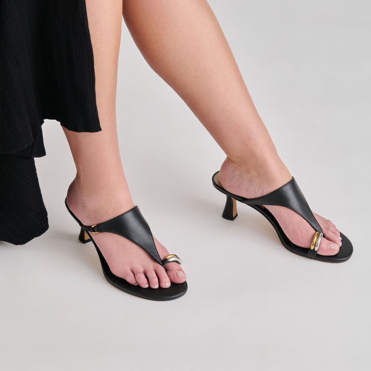 Dolce Vita SHOES Derrel Black Leather Heels