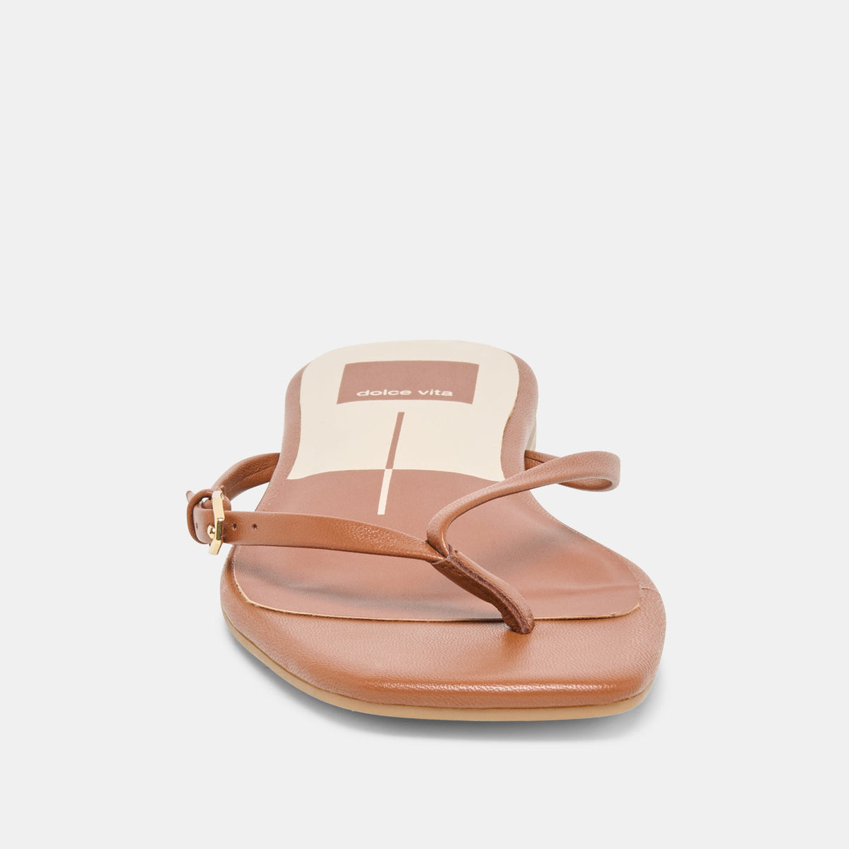 Dolce Vita SHOES MALTA Cognac Leather Buckle Flip-Flop Sandals