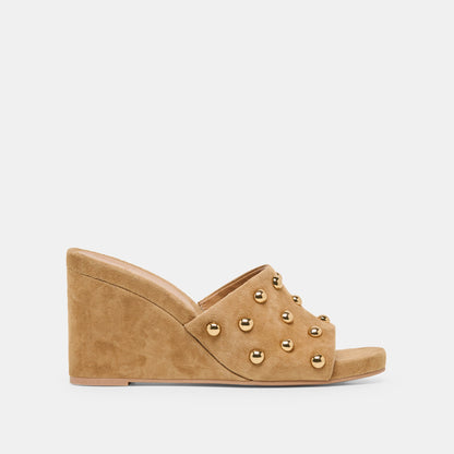 Dolce Vita SHOES Holta Stud Lt Brown Suede Wedges