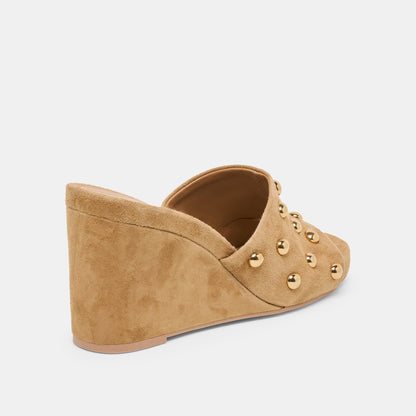Dolce Vita SHOES Holta Stud Lt Brown Suede Wedges