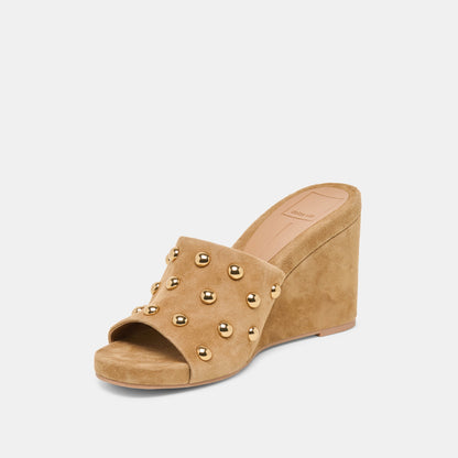 Dolce Vita SHOES Holta Stud Lt Brown Suede Wedges