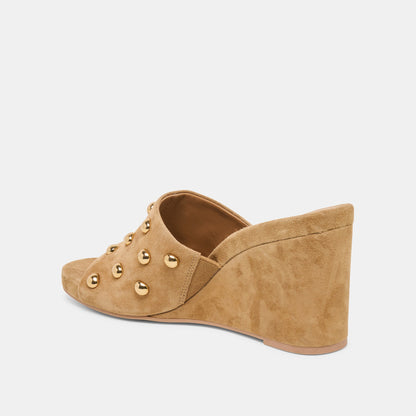 Dolce Vita SHOES Holta Stud Lt Brown Suede Wedges