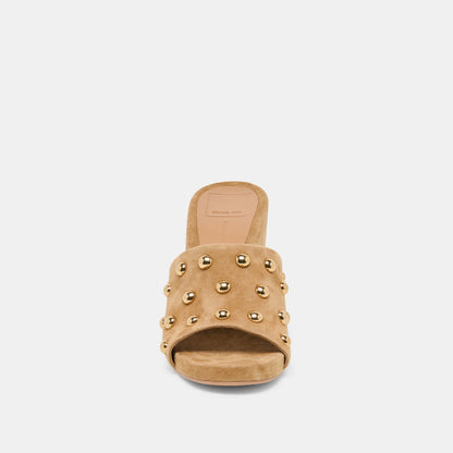 Dolce Vita SHOES Holta Stud Lt Brown Suede Wedges