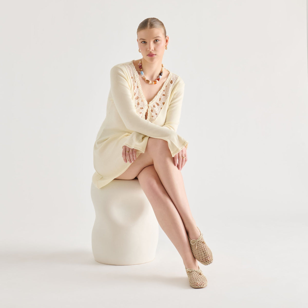 Dolce Vita SHOES Kaylyn Oatmeal Crochet Flats