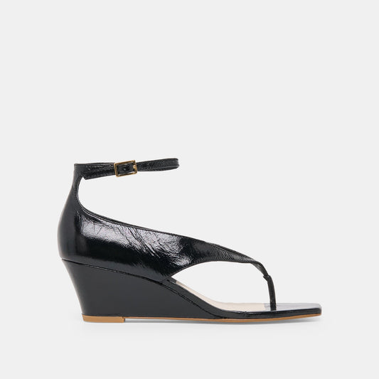 Dolce Vita SHOES Quinny Black Leather Wedges