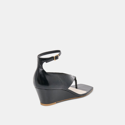 Dolce Vita SHOES Quinny Black Leather Wedges