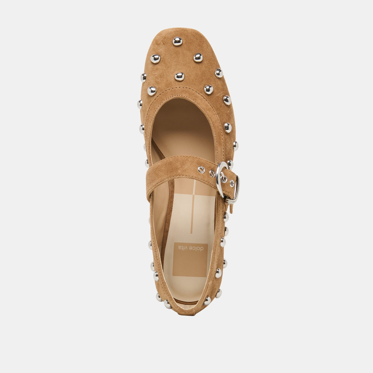 Dolce Vita SHOES Mikel Stud Lt Brown Suede Ballet Flats