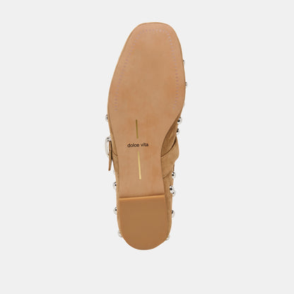 Dolce Vita SHOES Mikel Stud Lt Brown Suede Ballet Flats