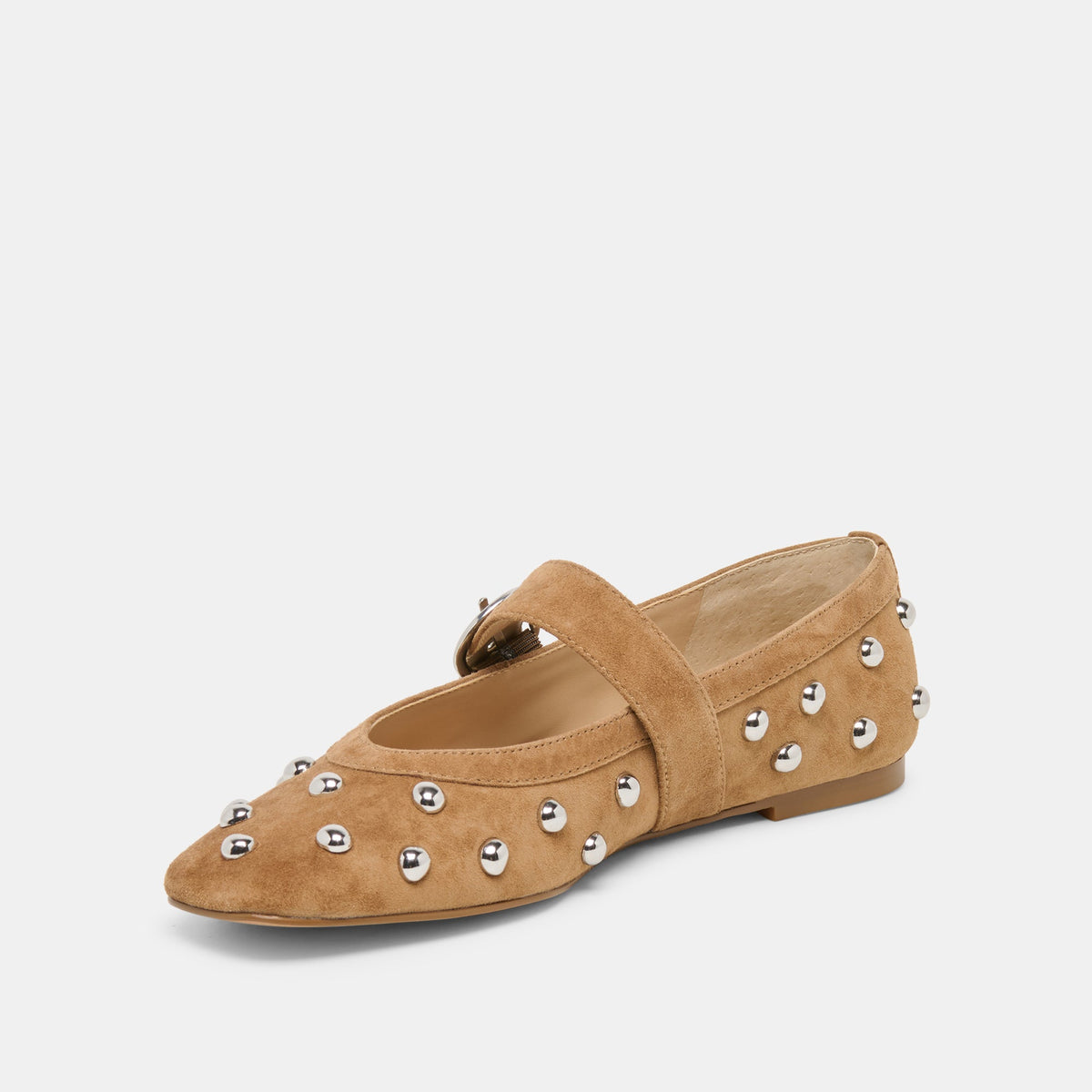 Dolce Vita SHOES Mikel Stud Lt Brown Suede Ballet Flats