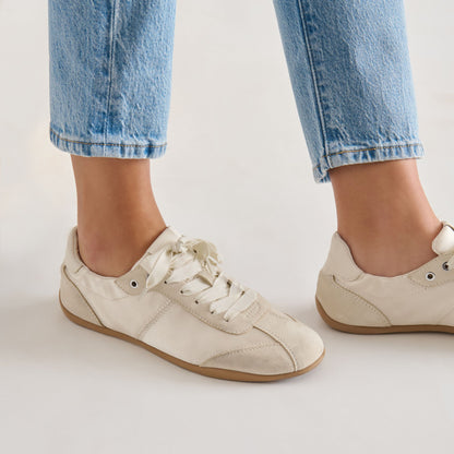 Dolce Vita SHOES Dakoda Off White Satin Sneakers