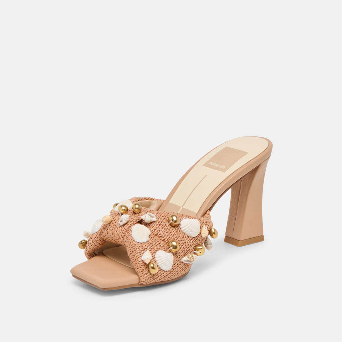 Dolce Vita SHOES Tylah Toffee Beaded Raffia Heels