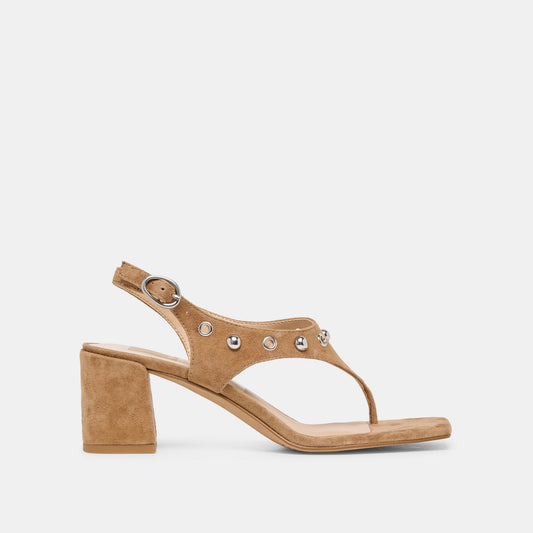 Dolce Vita SHOES Yves Stud Lt Brown Suede Heels