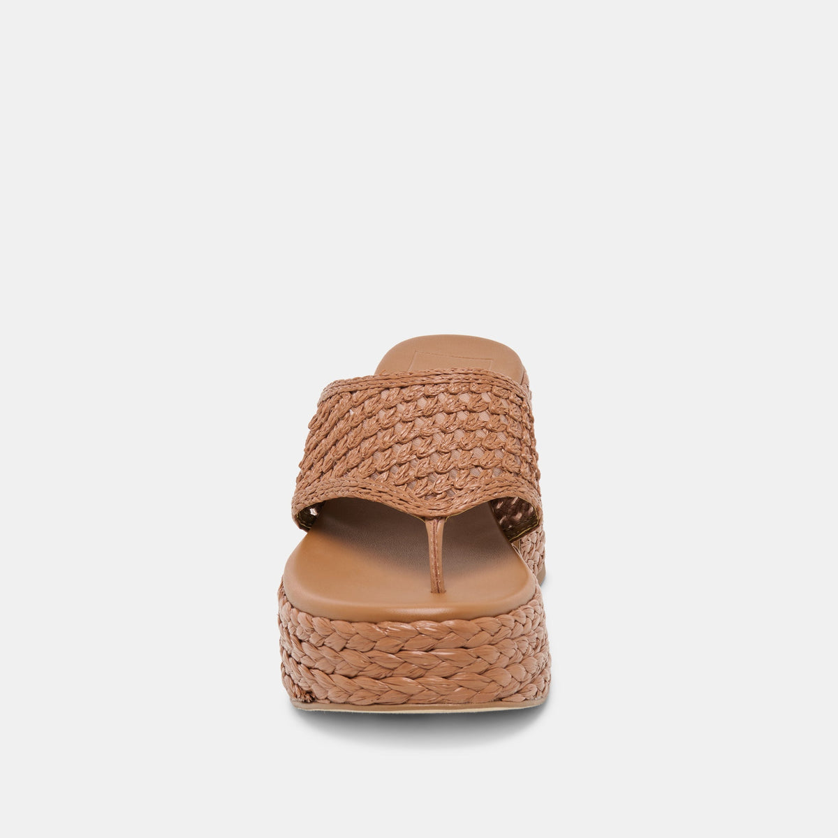 Dolce Vita SHOES RIPPLE Mid Brown Raffia Platform Thong Block Heel