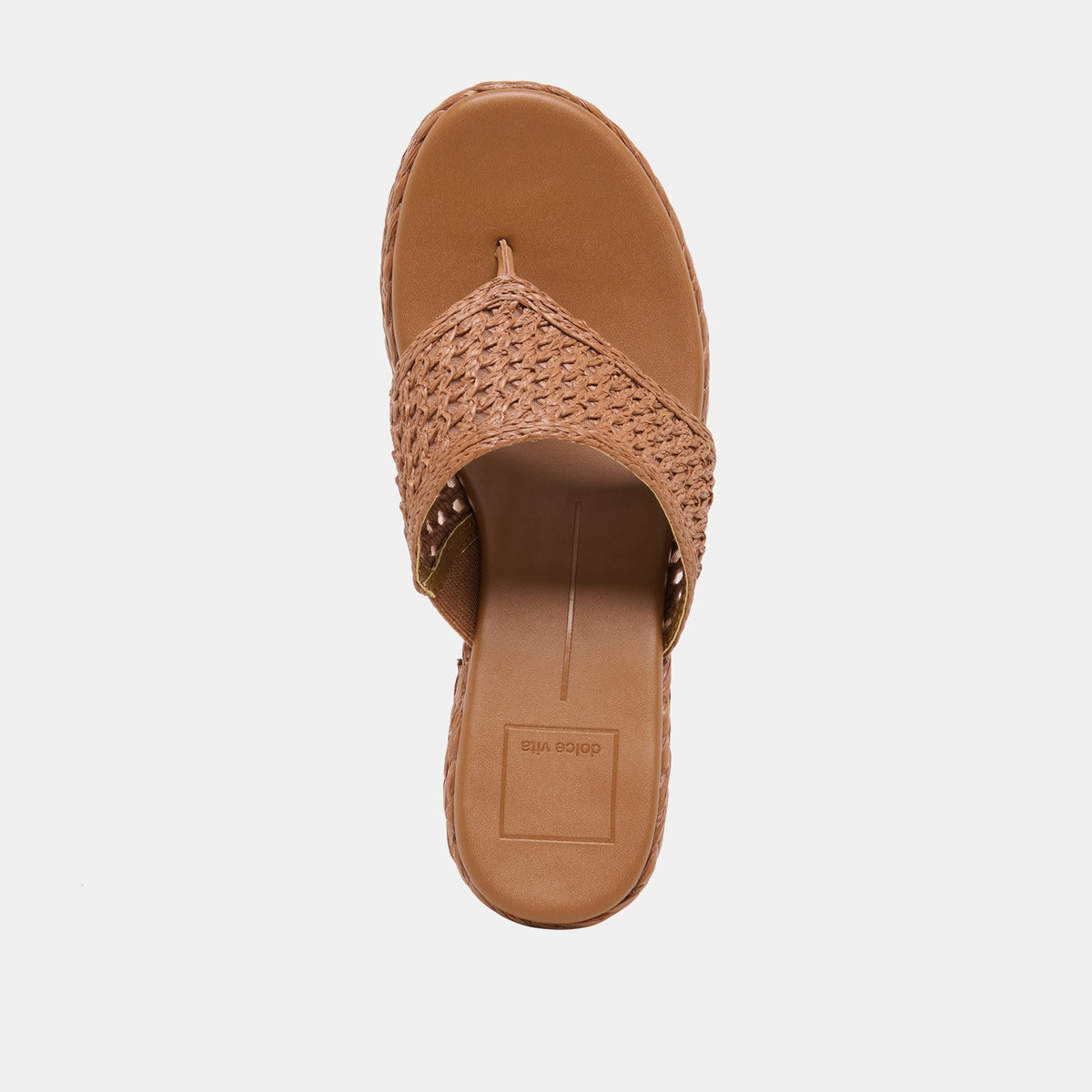 Dolce Vita SHOES RIPPLE Mid Brown Raffia Platform Thong Block Heel