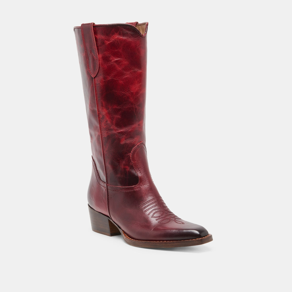 Dolce Vita SHOES VIGLA Garnet Leather Pointed-Toe Western Boots