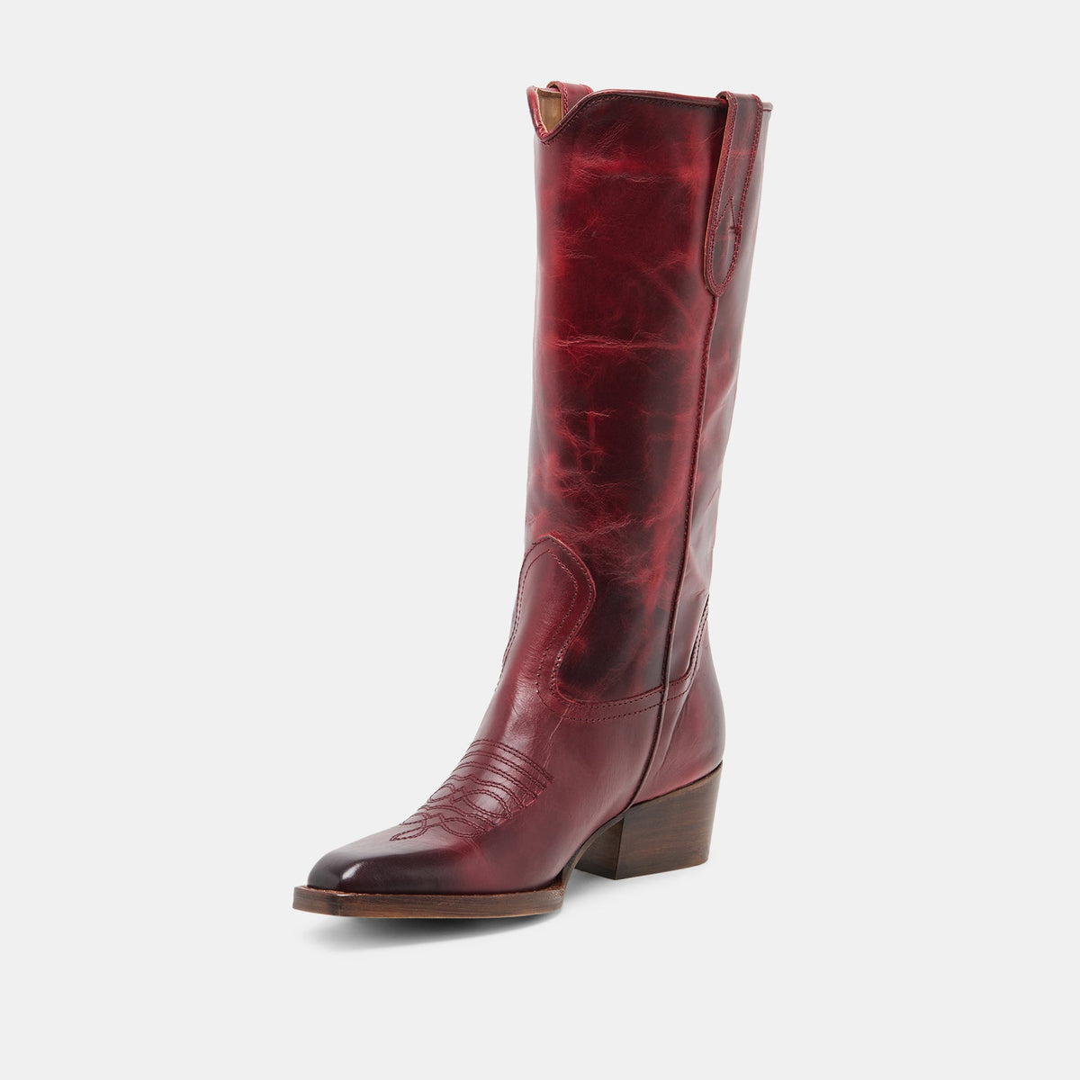 Dolce Vita SHOES VIGLA Garnet Leather Pointed-Toe Western Boots