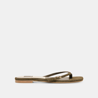 Dolce Vita SHOES MALTA Dk Olive Suede Buckle Flip-Flop Sandals