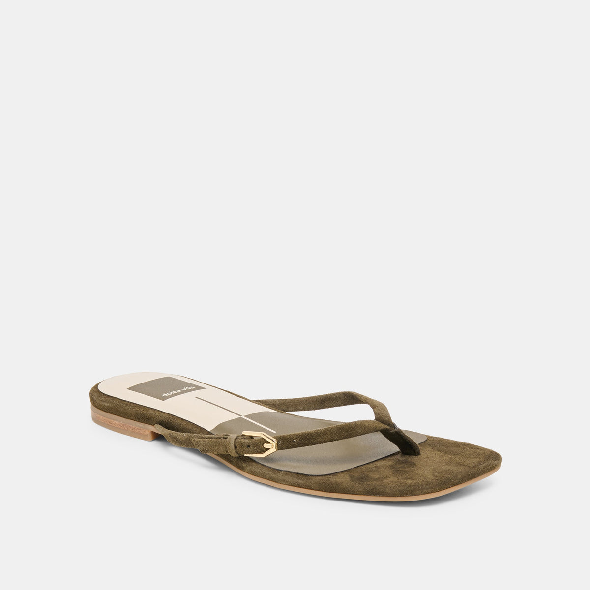 Dolce Vita SHOES MALTA Dk Olive Suede Buckle Flip-Flop Sandals