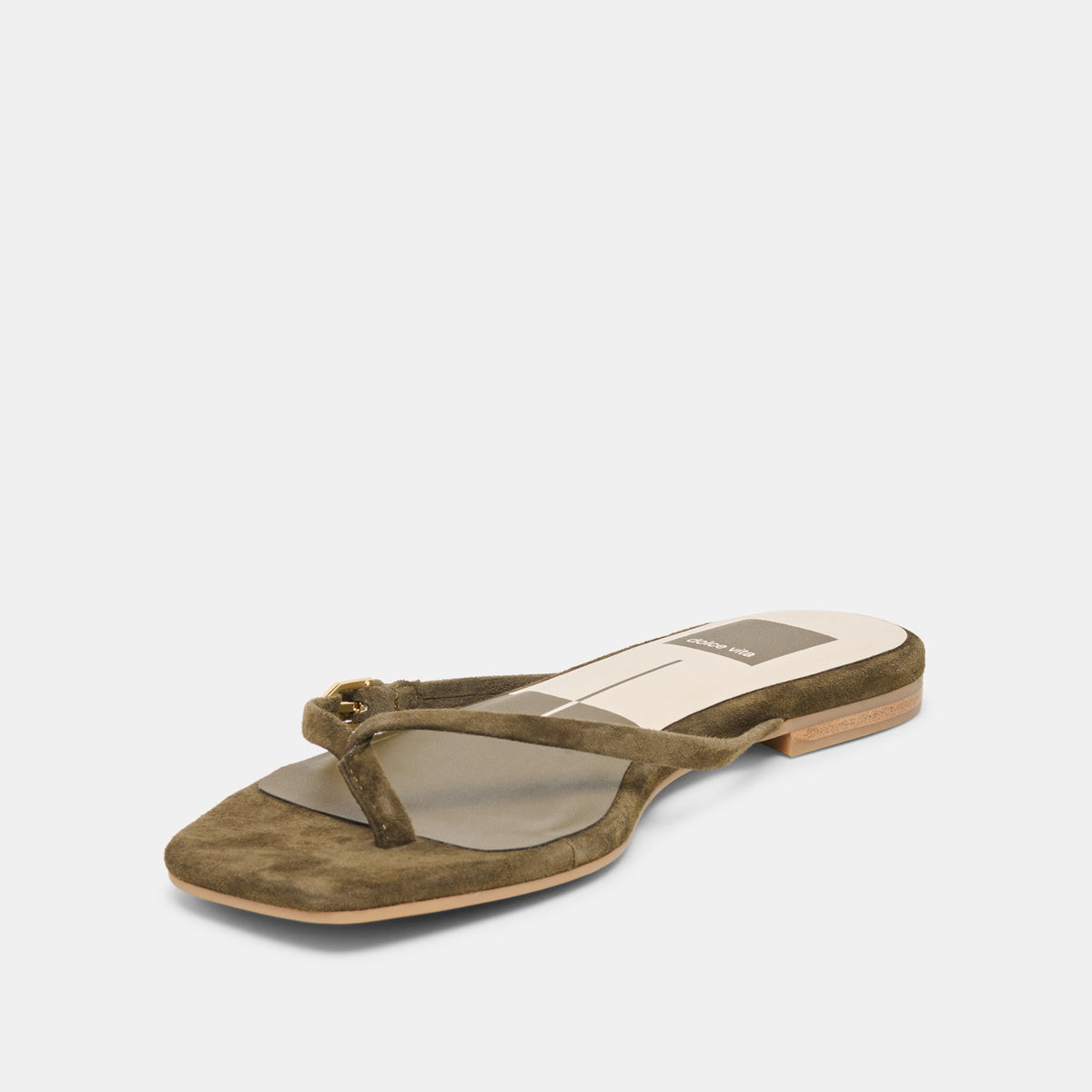 Dolce Vita SHOES MALTA Dk Olive Suede Buckle Flip-Flop Sandals