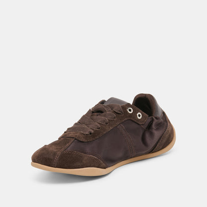 Dolce Vita SHOES Dakoda Dk Brown Satin Sneakers