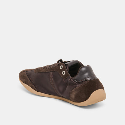Dolce Vita SHOES Dakoda Dk Brown Satin Sneakers