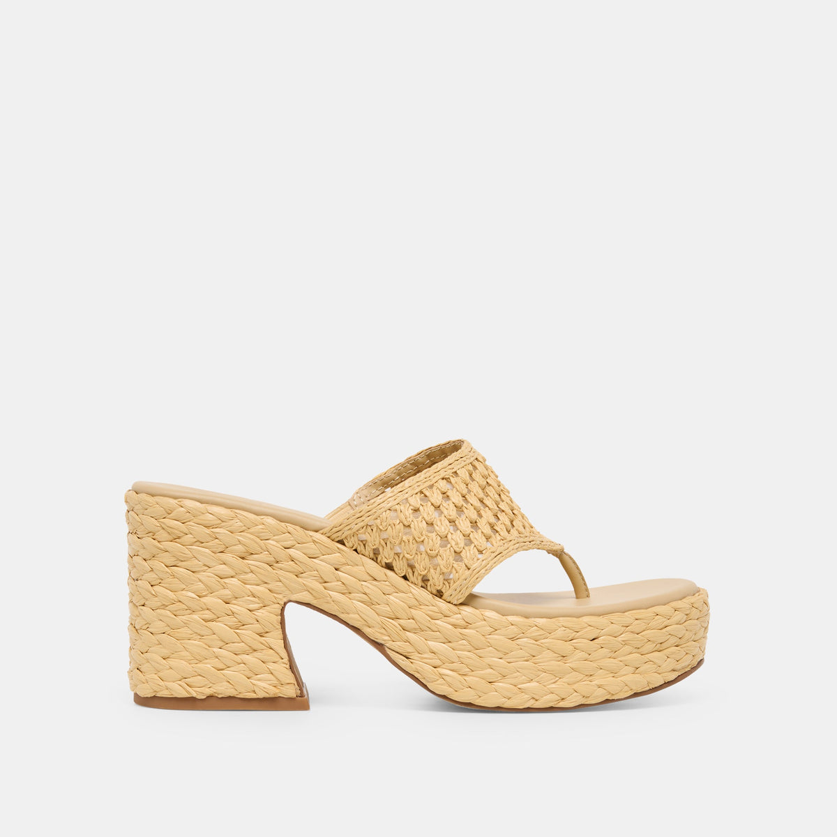 Dolce Vita SHOES RIPPLE Lt Natural Raffia Platform Thong Block Heel
