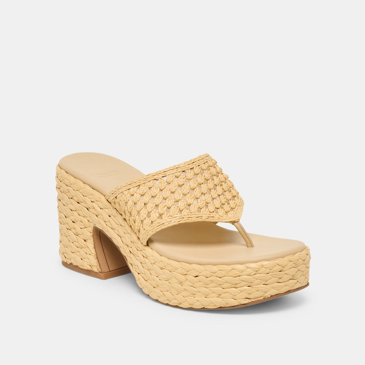 Dolce Vita SHOES RIPPLE Lt Natural Raffia Platform Thong Block Heel