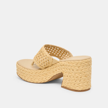 Dolce Vita SHOES RIPPLE Lt Natural Raffia Platform Thong Block Heel