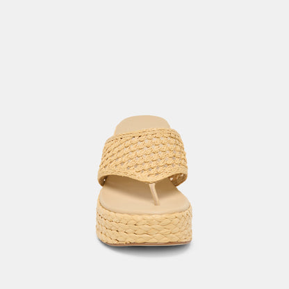 Dolce Vita SHOES RIPPLE Lt Natural Raffia Platform Thong Block Heel