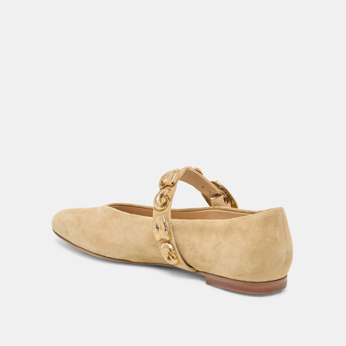 Dolce Vita SHOES LOREE Desert Taupe Suede Mary-Jane Metal Detail Ballet Flats