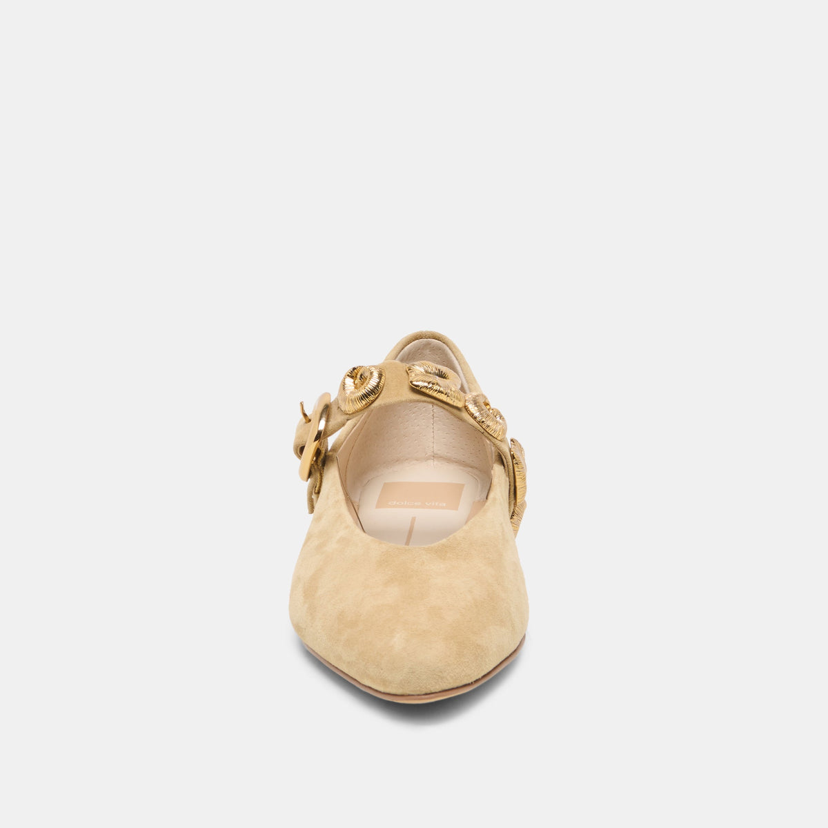 Dolce Vita SHOES LOREE Desert Taupe Suede Mary-Jane Metal Detail Ballet Flats