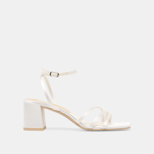 Dolce Vita SHOES Ysabel True White Satin Heels