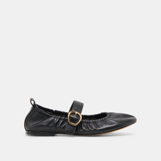 Dolce Vita SHOES Caely Black Leather Ballet Flats