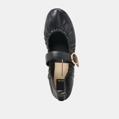 Dolce Vita SHOES Caely Black Leather Ballet Flats