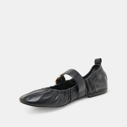 Dolce Vita SHOES Caely Black Leather Ballet Flats