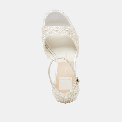 Dolce Vita SHOES PANDRO PEARL HEELS TRUE WHITE SATIN
 – Dolce Vita