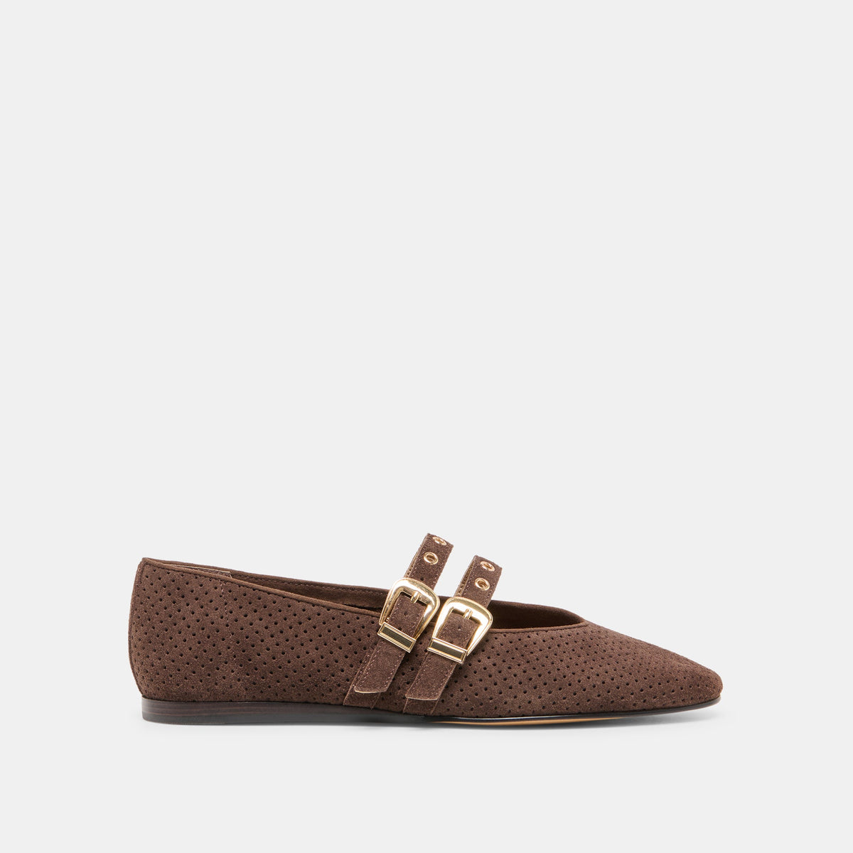 Dolce Vita SHOES Baylee Grommet Dk Brown Perforated Suede Ballet Flats