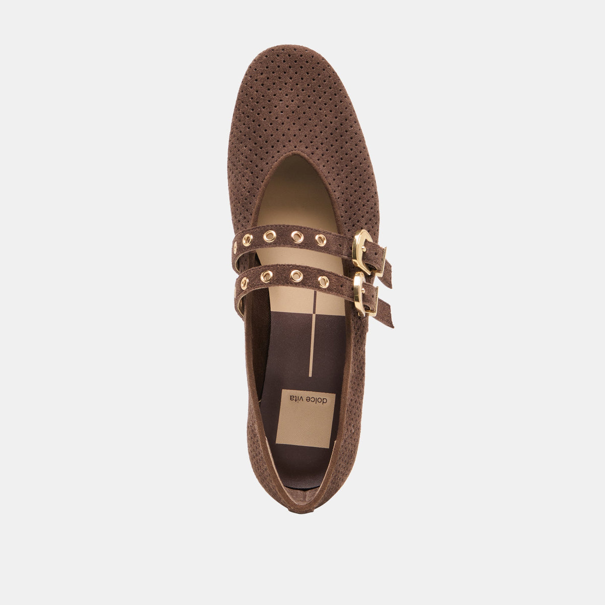 Dolce Vita SHOES Baylee Grommet Dk Brown Perforated Suede Ballet Flats