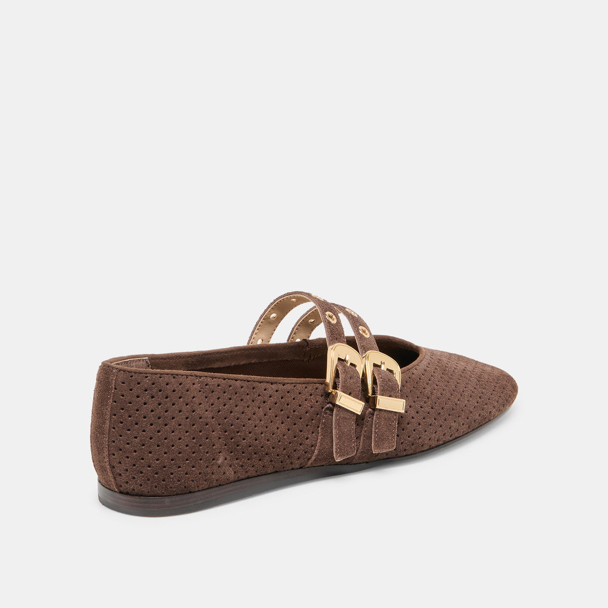Dolce Vita SHOES Baylee Grommet Dk Brown Perforated Suede Ballet Flats