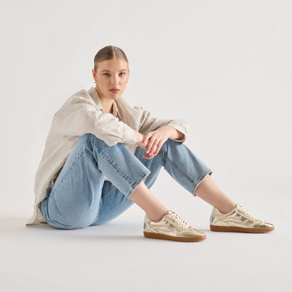Dolce Vita SHOES Notice Lace Platinum Distressed Leather Sneakers
